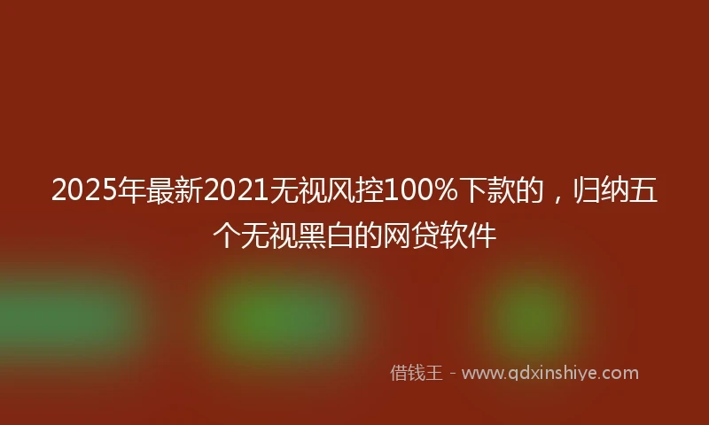 2025年最新2021无视风控100%下款的，归纳五个无视黑白的网贷软件