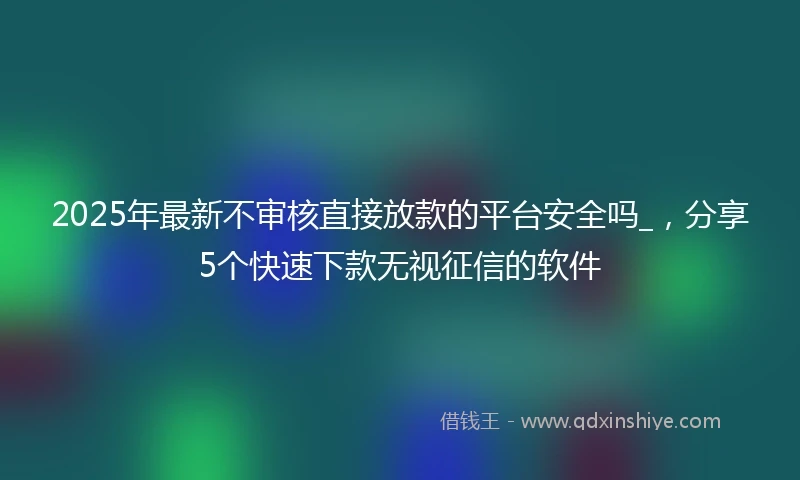 2025年最新不审核直接放款的平台安全吗_，分享5个快速下款无视征信的软件