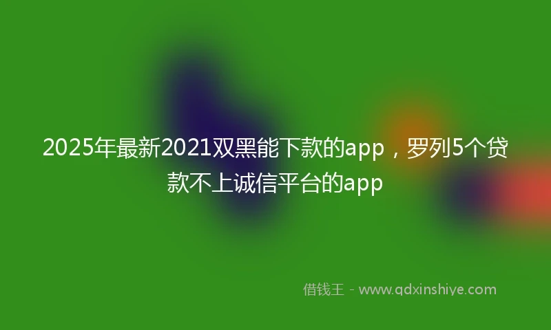 2025年最新2021双黑能下款的app，罗列5个贷款不上诚信平台的app