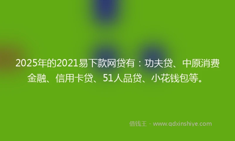 2025年的2021易下款网贷有：功夫贷、中原消费金融、信用卡贷、51人品贷、小花钱包等。