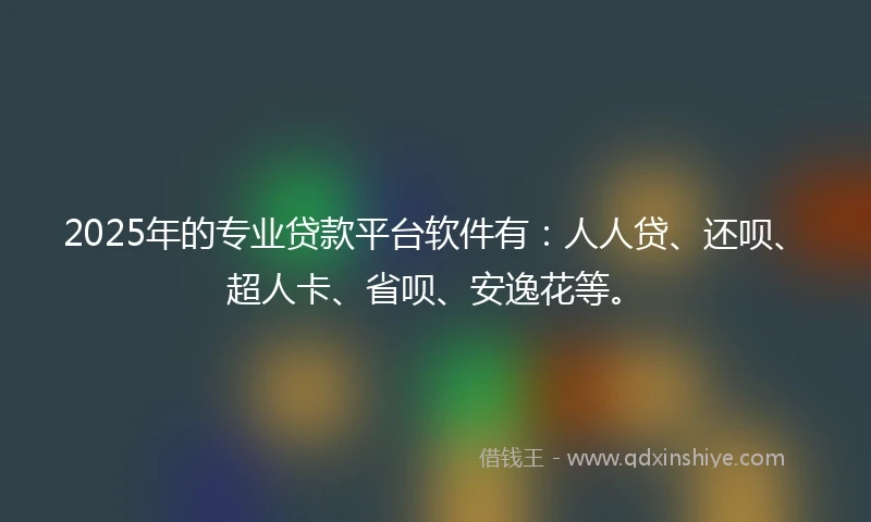 2025年的专业贷款平台软件有：人人贷、还呗、超人卡、省呗、安逸花等。