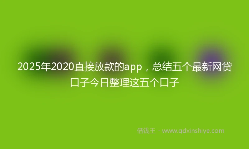 2025年2020直接放款的app，总结五个最新网贷口子今日整理这五个口子