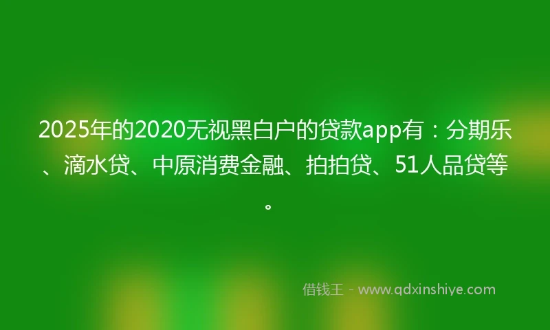2025年的2020无视黑白户的贷款app有：分期乐、滴水贷、中原消费金融、拍拍贷、51人品贷等。