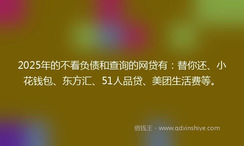 2025年的不看负债和查询的网贷有：替你还、小花钱包、东方汇、51人品贷、美团生活费等。