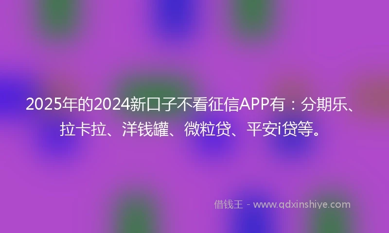 2025年的2024新口子不看征信APP有：分期乐、拉卡拉、洋钱罐、微粒贷、平安i贷等。