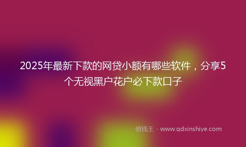 2025年最新下款的网贷小额有哪些软件，分享5个无视黑户花户必下款口子