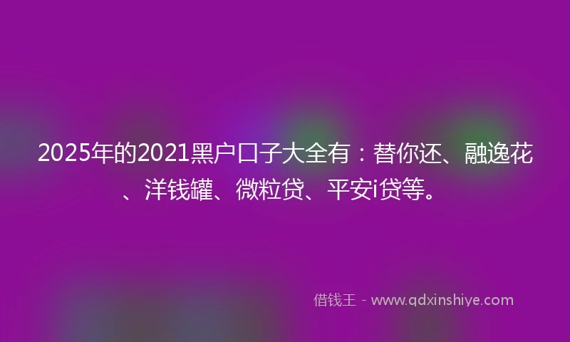 2025年的2021黑户口子大全有：替你还、融逸花、洋钱罐、微粒贷、平安i贷等。