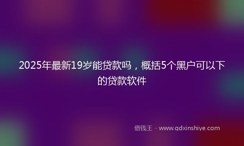 2025年最新19岁能贷款吗，概括5个黑户可以下的贷款软件