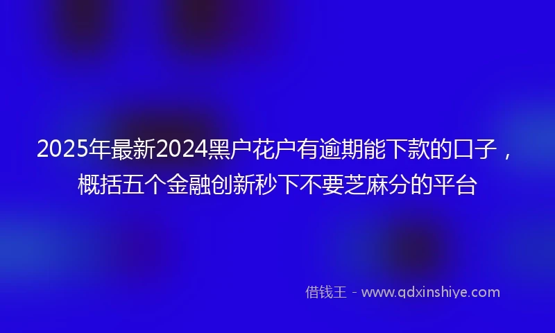 2025年最新2024黑户花户有逾期能下款的口子，概括五个金融创新秒下不要芝麻分的平台