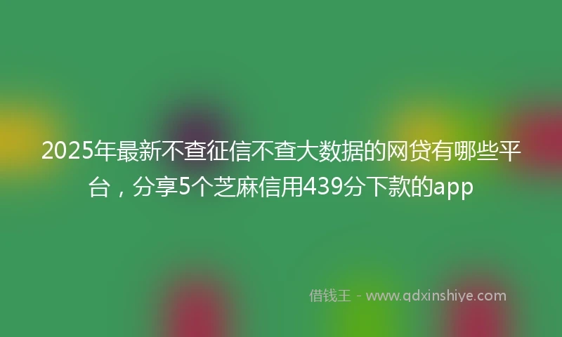 2025年最新不查征信不查大数据的网贷有哪些平台，分享5个芝麻信用439分下款的app