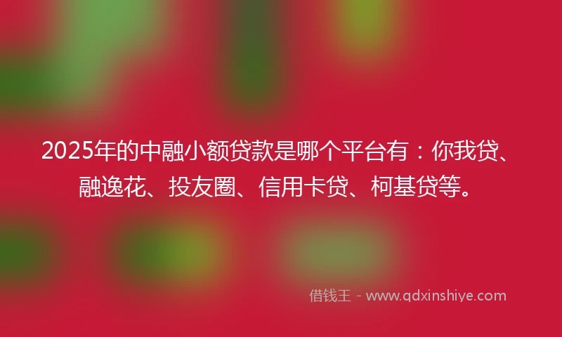 2025年的中融小额贷款是哪个平台有：你我贷、融逸花、投友圈、信用卡贷、柯基贷等。