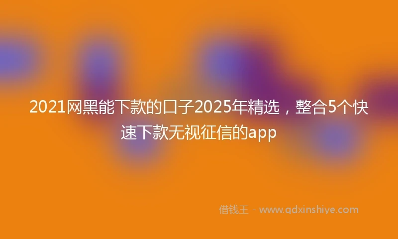 2021网黑能下款的口子2025年精选，整合5个快速下款无视征信的app