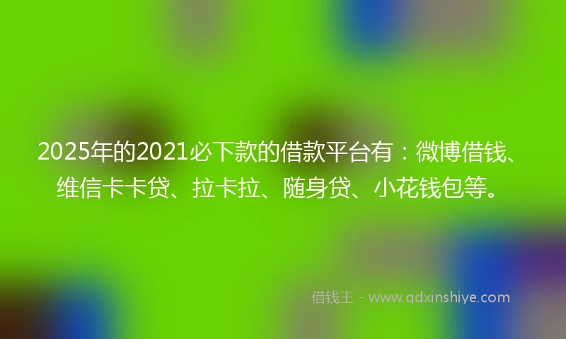 2025年的2021必下款的借款平台有：微博借钱、维信卡卡贷、拉卡拉、随身贷、小花钱包等。