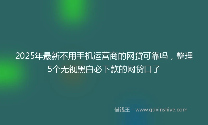 2025年最新不用手机运营商的网贷可靠吗，整理5个无视黑白必下款的网贷口子