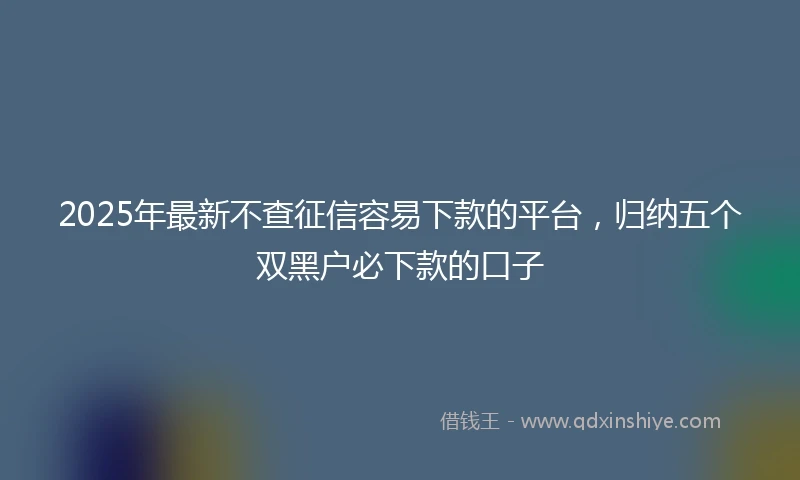 2025年最新不查征信容易下款的平台，归纳五个双黑户必下款的口子