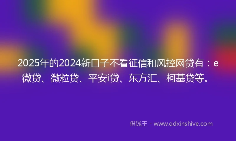 2025年的2024新口子不看征信和风控网贷有：e微贷、微粒贷、平安i贷、东方汇、柯基贷等。