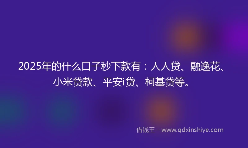 2025年的什么口子秒下款有：人人贷、融逸花、小米贷款、平安i贷、柯基贷等。