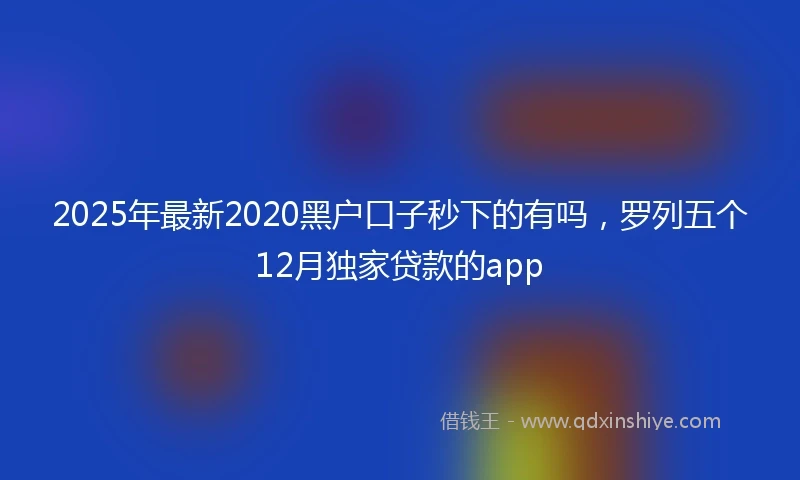 2025年最新2020黑户口子秒下的有吗，罗列五个12月独家贷款的app