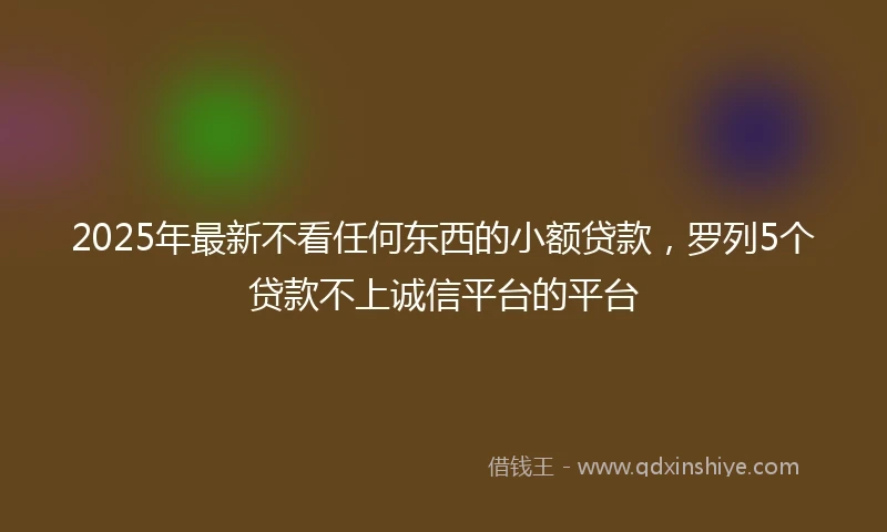 2025年最新不看任何东西的小额贷款，罗列5个贷款不上诚信平台的平台