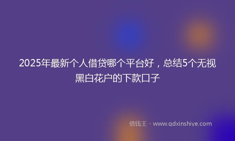 2025年最新个人借贷哪个平台好，总结5个无视黑白花户的下款口子