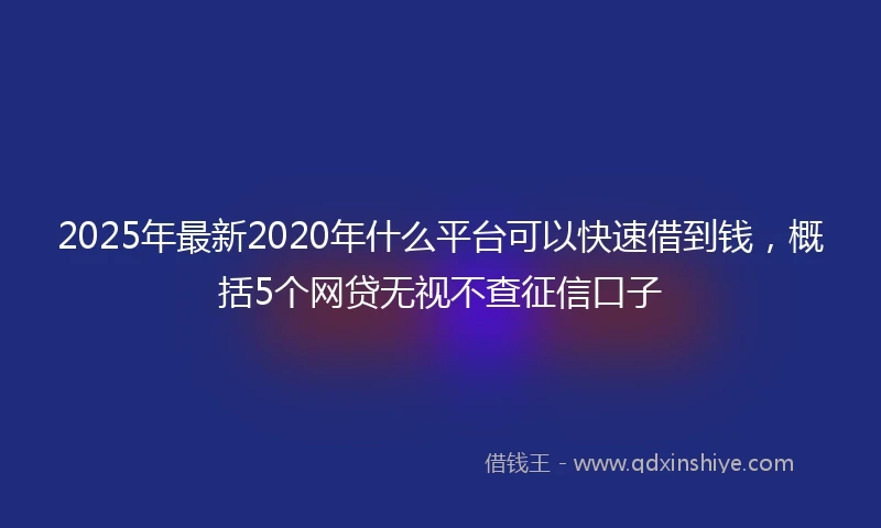 2025年最新2020年什么平台可以快速借到钱，概括5个网贷无视不查征信口子