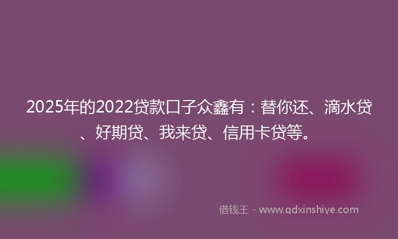 2025年的2022贷款口子众鑫有：替你还、滴水贷、好期贷、我来贷、信用卡贷等。