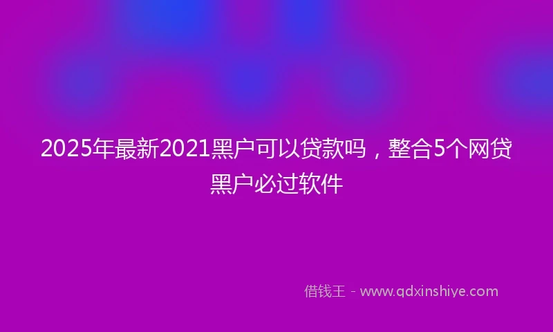 2025年最新2021黑户可以贷款吗，整合5个网贷黑户必过软件