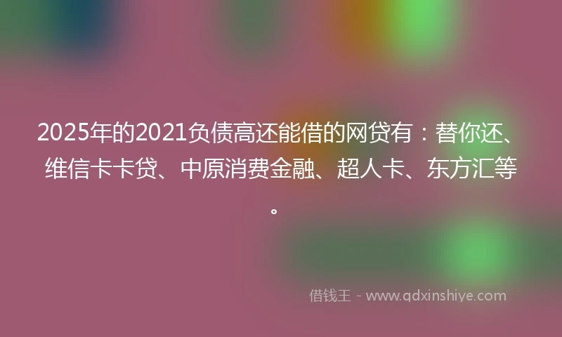 2025年的2021负债高还能借的网贷有：替你还、维信卡卡贷、中原消费金融、超人卡、东方汇等。