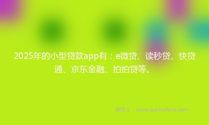 2025年的小型贷款app有：e微贷、读秒贷、快贷通、京东金融、拍拍贷等。