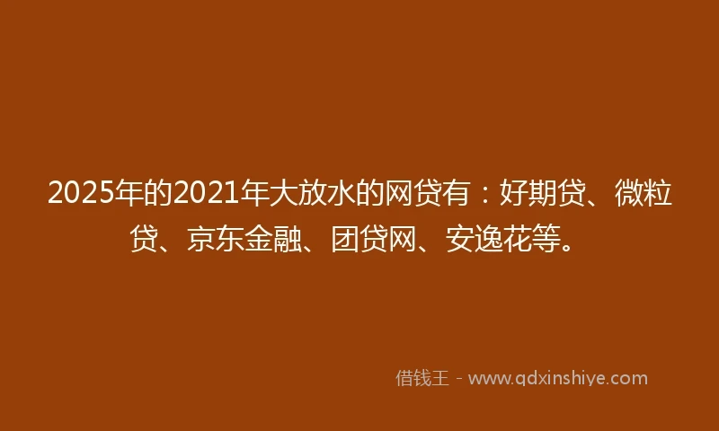 2025年的2021年大放水的网贷有：好期贷、微粒贷、京东金融、团贷网、安逸花等。