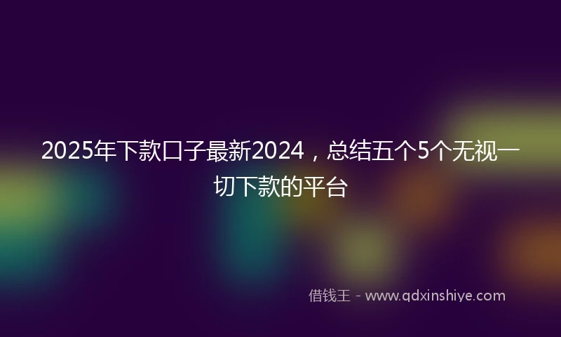 2025年下款口子最新2024，总结五个5个无视一切下款的平台