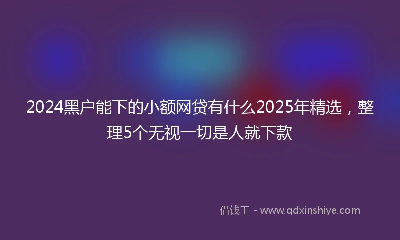 2024黑户能下的小额网贷有什么2025年精选,整理5个无视一切是人就下款
