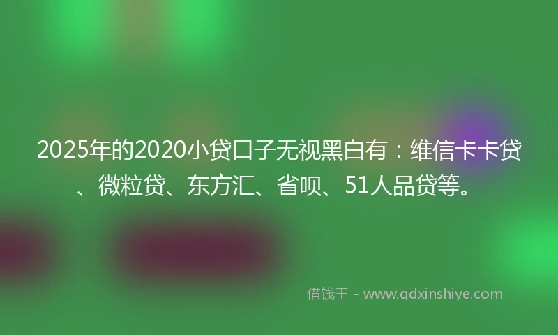 2025年的2020小贷口子无视黑白有：维信卡卡贷、微粒贷、东方汇、省呗、51人品贷等。