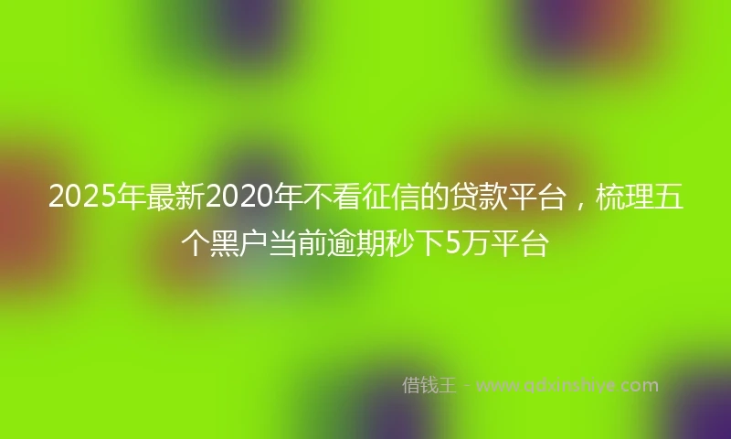 2025年最新2020年不看征信的贷款平台，梳理五个黑户当前逾期秒下5万平台
