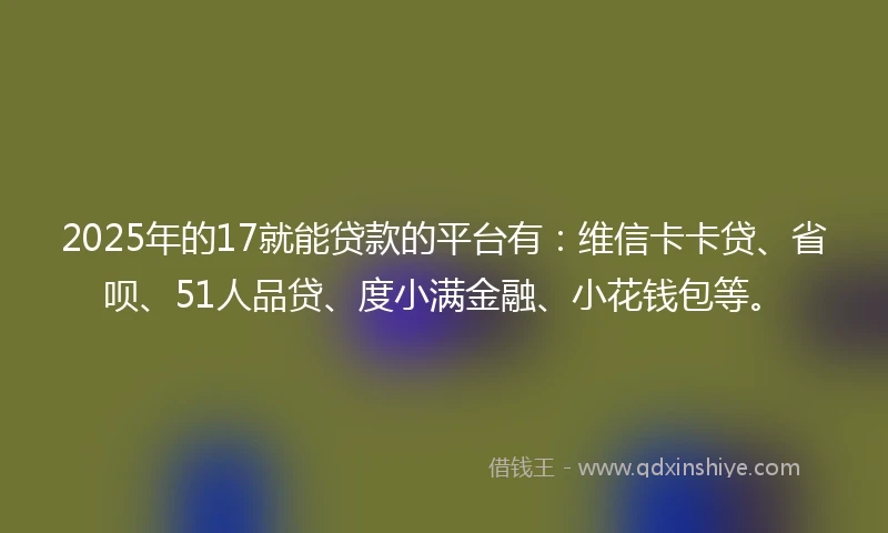 2025年的17就能贷款的平台有：维信卡卡贷、省呗、51人品贷、度小满金融、小花钱包等。