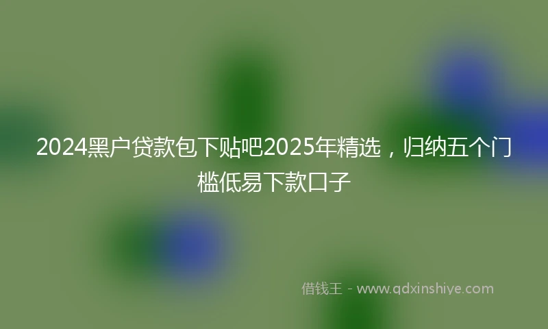 2024黑户贷款包下贴吧2025年精选，归纳五个门槛低易下款口子