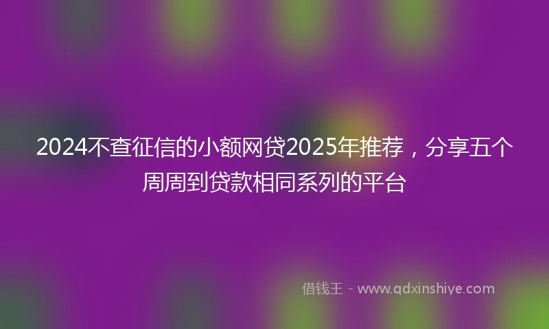 2024不查征信的小额网贷2025年推荐，分享五个周周到贷款相同系列的平台