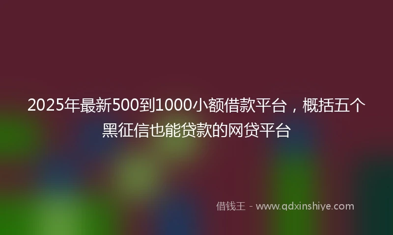 2025年最新500到1000小额借款平台，概括五个黑征信也能贷款的网贷平台