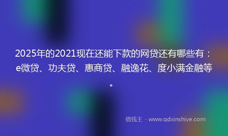 2025年的2021现在还能下款的网贷还有哪些有：e微贷、功夫贷、惠商贷、融逸花、度小满金融等。