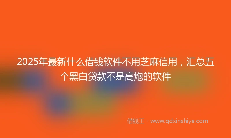 2025年最新什么借钱软件不用芝麻信用，汇总五个黑白贷款不是高炮的软件