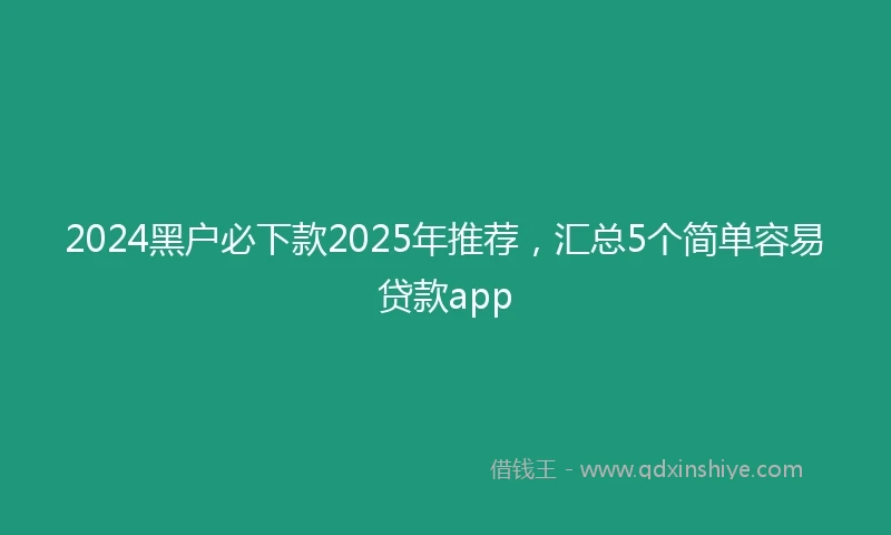 2024黑户必下款2025年推荐，汇总5个简单容易贷款app