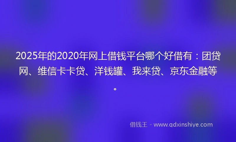 2025年的2020年网上借钱平台哪个好借有：团贷网、维信卡卡贷、洋钱罐、我来贷、京东金融等。
