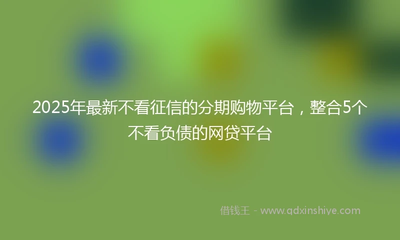 2025年最新不看征信的分期购物平台，整合5个不看负债的网贷平台
