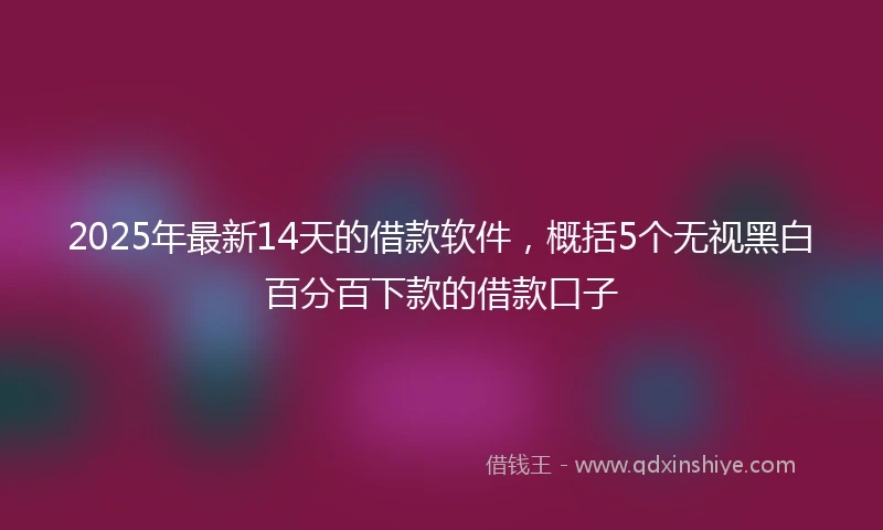 2025年最新14天的借款软件，概括5个无视黑白百分百下款的借款口子