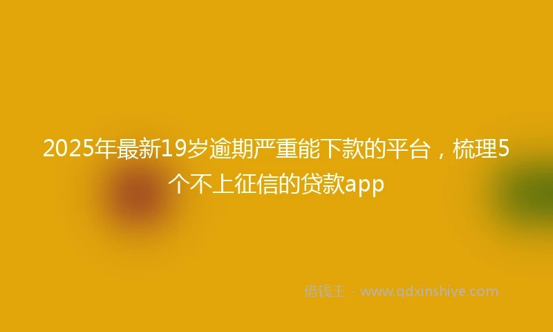 2025年最新19岁逾期严重能下款的平台，梳理5个不上征信的贷款app