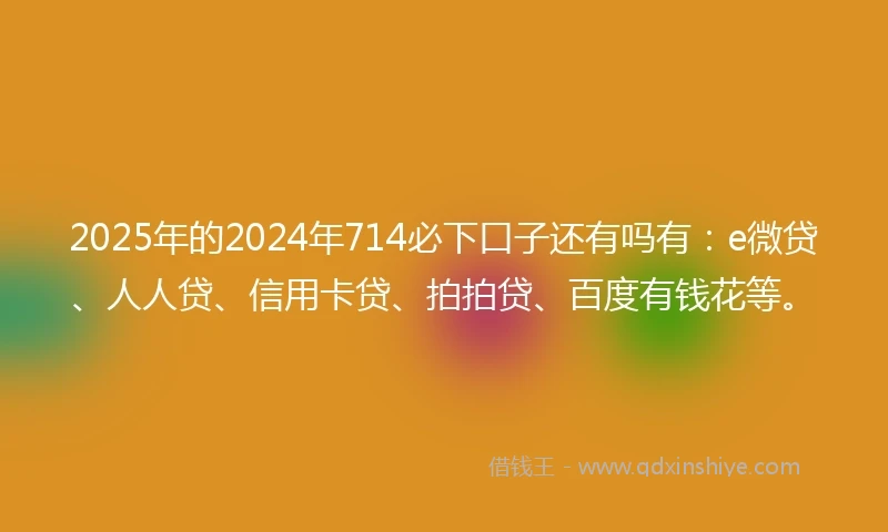 2025年的2024年714必下口子还有吗有：e微贷、人人贷、信用卡贷、拍拍贷、百度有钱花等。
