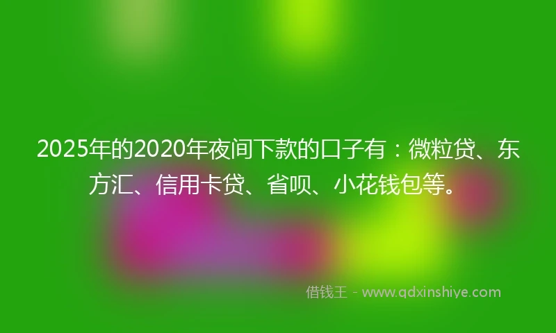 2025年的2020年夜间下款的口子有：微粒贷、东方汇、信用卡贷、省呗、小花钱包等。