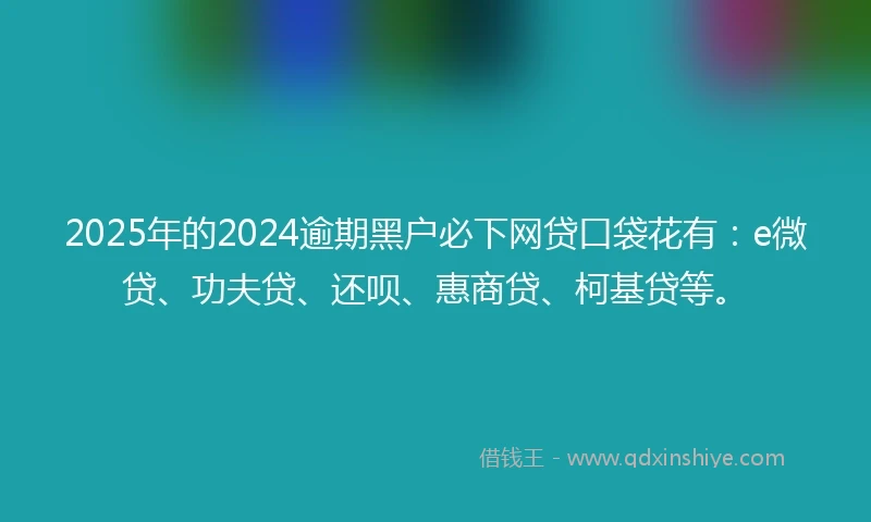 2025年的2024逾期黑户必下网贷口袋花有：e微贷、功夫贷、还呗、惠商贷、柯基贷等。