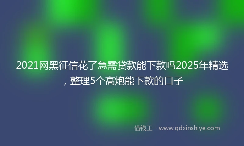2021网黑征信花了急需贷款能下款吗2025年精选，整理5个高炮能下款的口子