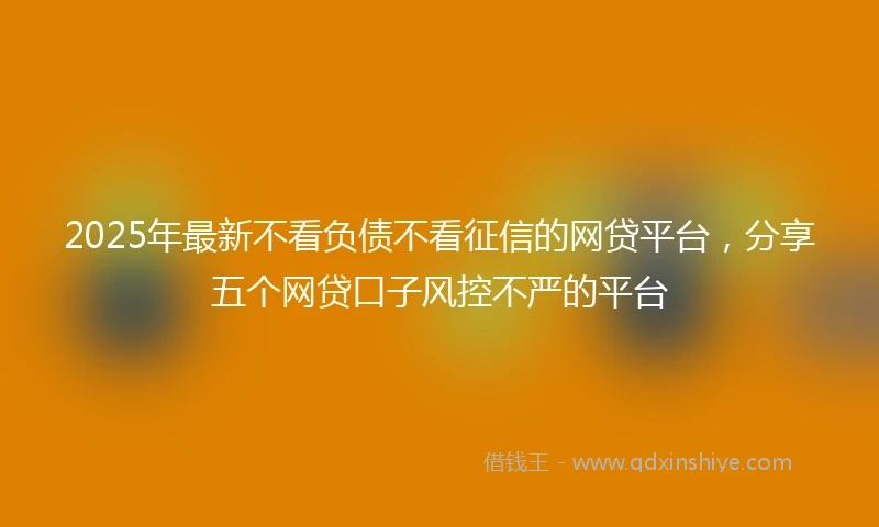 2025年最新不看负债不看征信的网贷平台，分享五个网贷口子风控不严的平台
